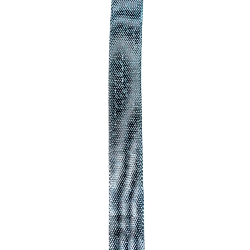 Vintage Silver Mesh Belt Double Chain Link Overlay Metallic Punk Y2K 39 Inch